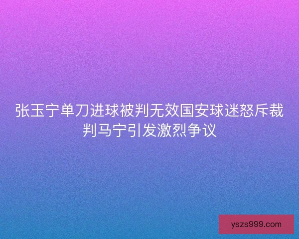 张玉宁单刀进球被判无效国安球迷怒斥裁判马宁引发激烈争议