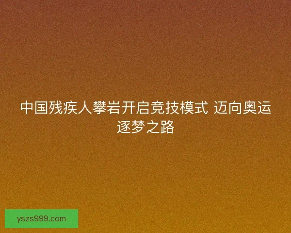 中国残疾人攀岩开启竞技模式 迈向奥运逐梦之路