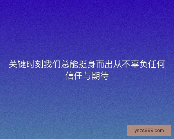 关键时刻我们总能挺身而出从不辜负任何信任与期待